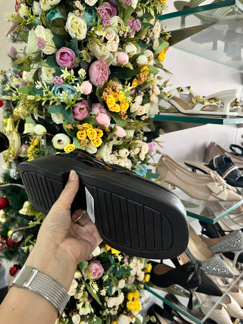 Pu Leather Round Toe Chunky Platform